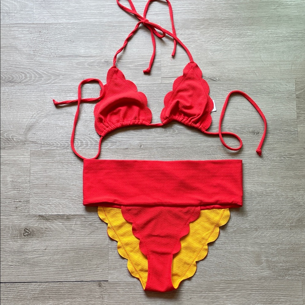 Marysia Swim Red Textured Bikini set